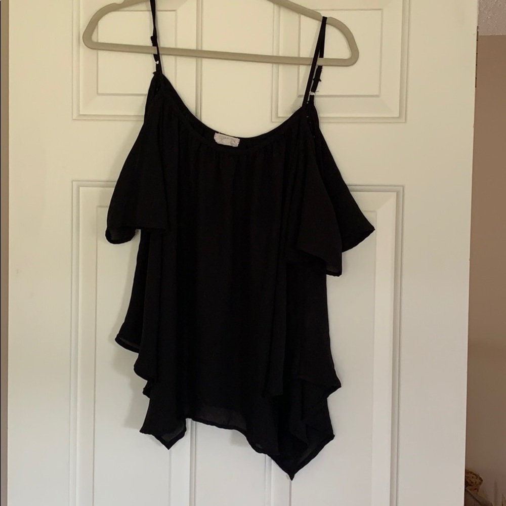 flowy off the shoulder black top